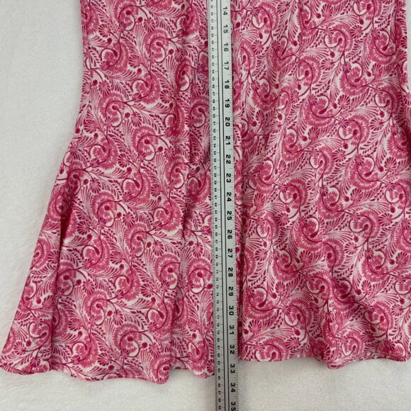 J. Crew Silky Flare Slip Skirt Pink Dandelion Swirl Sz S Trumpet‎ Midi Coquette - Picture 16 of 16